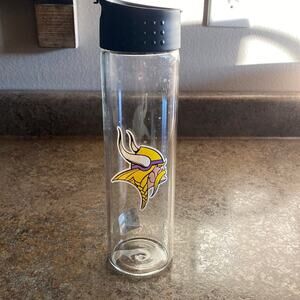 Minnesota Vikings Glass Water Bottle - Excellent Condition!